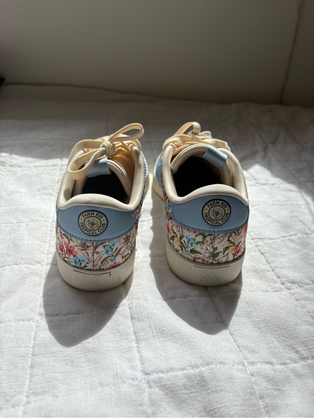 FARM Rio x Adidas VL Court 3.0 Floral Beige & Blue Sneakers Women’s 8 - Picture 5 of 7